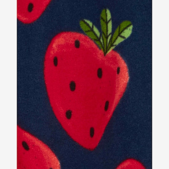Macacão pijama infantil de fleece morango azul | Carter's