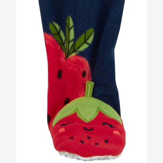 Macacão pijama infantil de fleece morango azul | Carter's