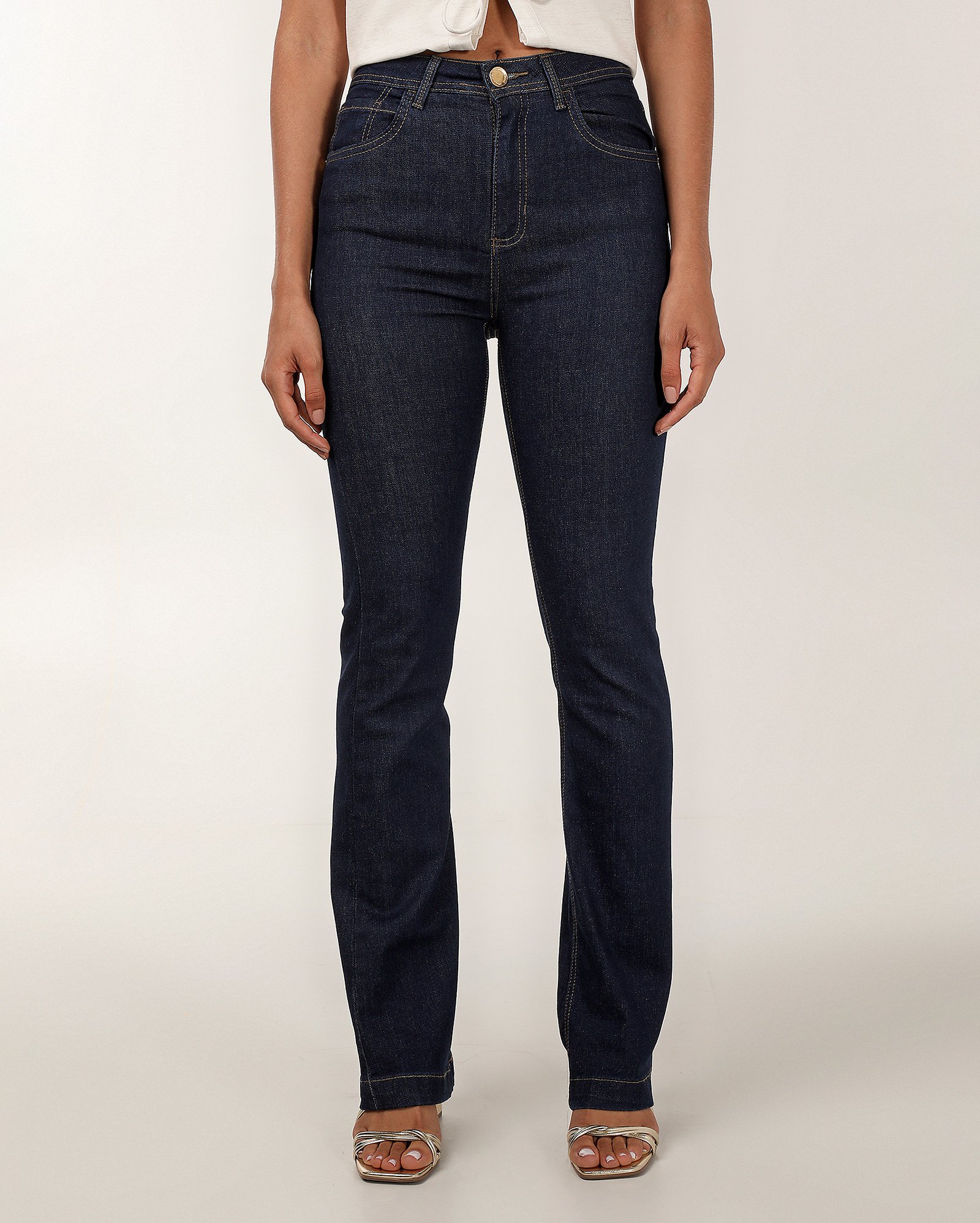 Calça jeans feminina bootcut cintura alta - Jeans Escuro | Pool Jeans