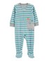 Macacão pijama infantil em fleece listrado azul | Carter's