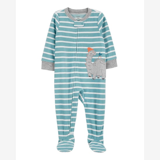 Macacão pijama infantil em fleece listrado azul | Carter's