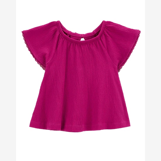 Blusa infantil manga curta com babado rosa | Carter's