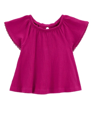 Blusa infantil manga curta com babado rosa | Carter's