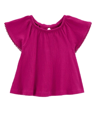 Blusa infantil manga curta com babado rosa | Carter's