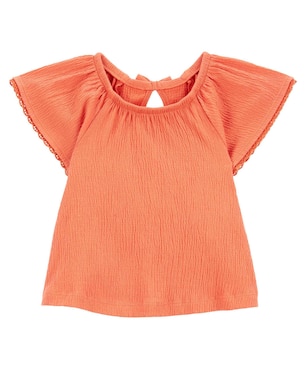 Blusa infantil manga curta com babado laranja | Carter's