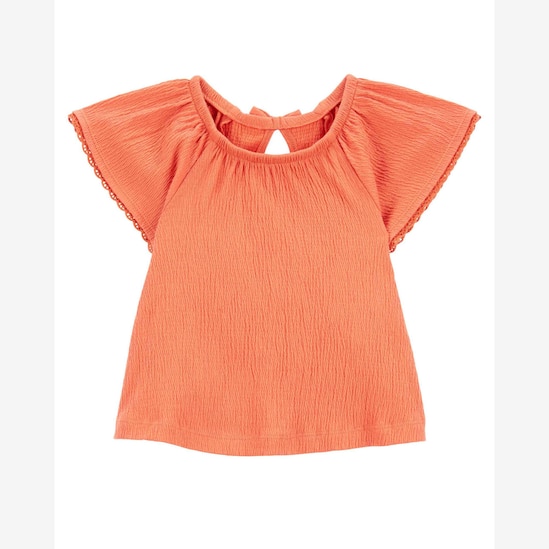 Blusa infantil manga curta com babado laranja | Carter's