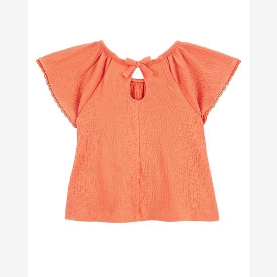 Blusa infantil manga curta com babado laranja | Carter's