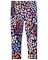 Calça legging infantil com barra peluciada floral azul | Carter's