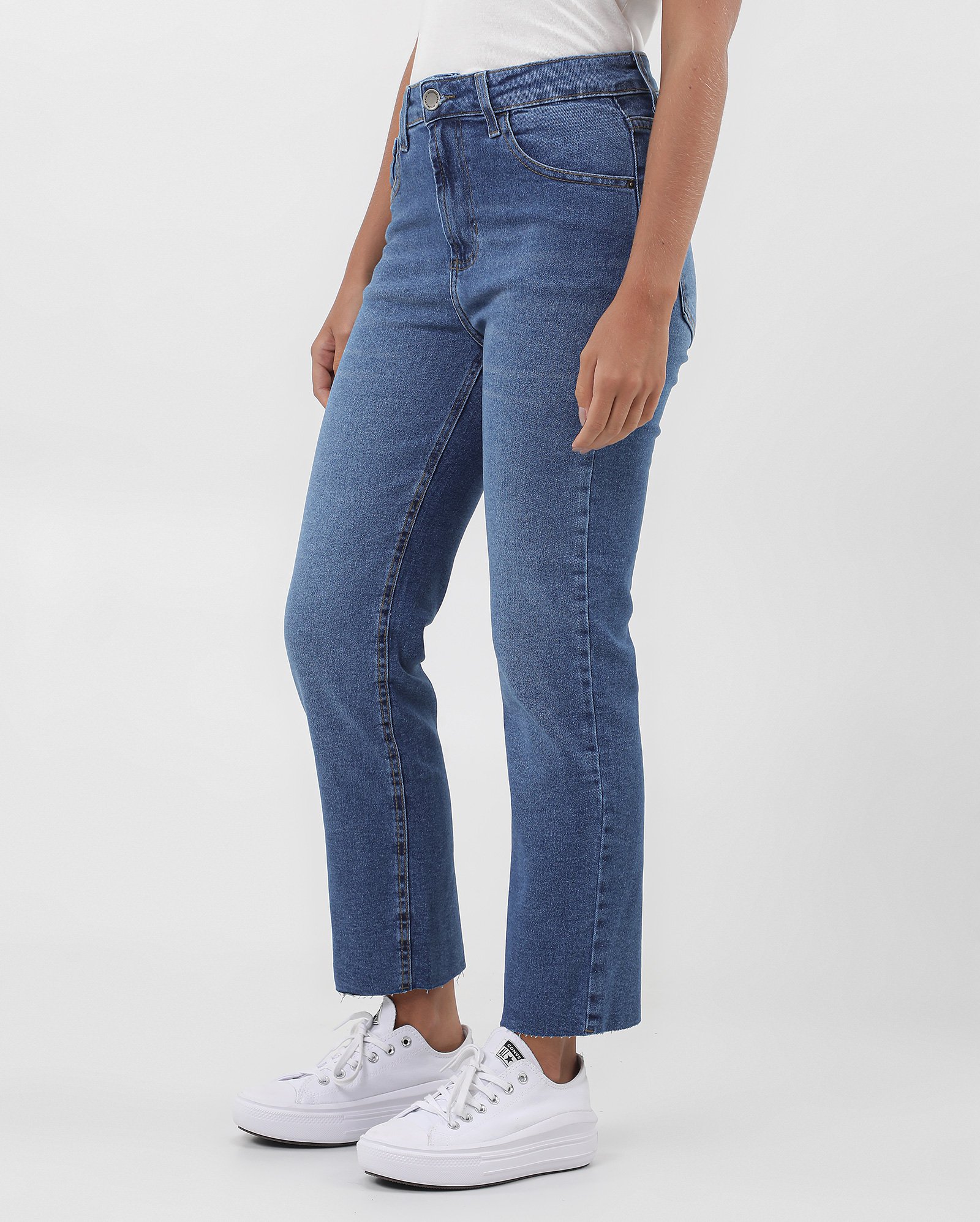 Calça jeans feminina reta cropped cintura alta | Pool Jeans