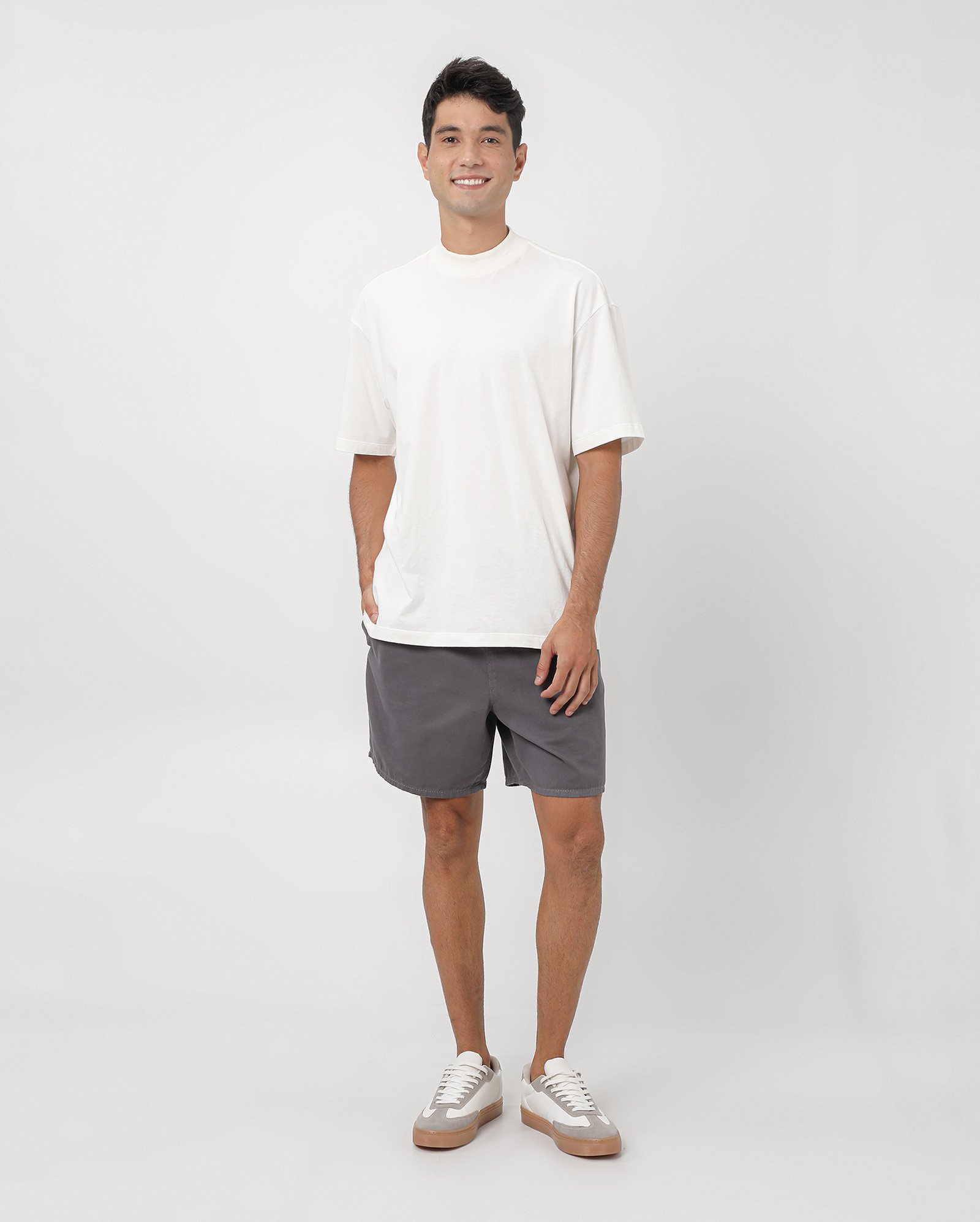 Bermuda sarja masculina cós elástico e cordão - Cinza | Pool Jeans