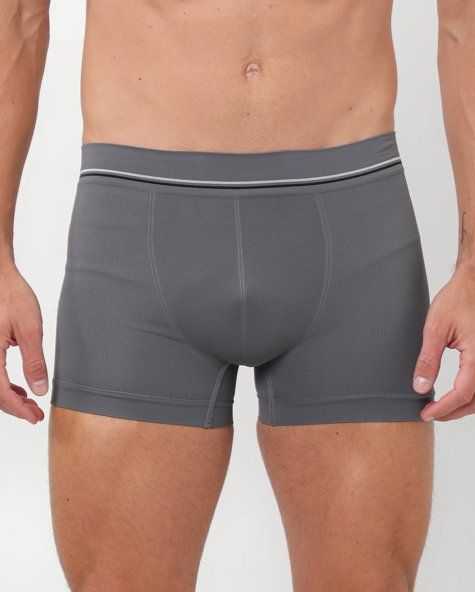 Cueca boxer com cós de elástico cinza | Riachuelo