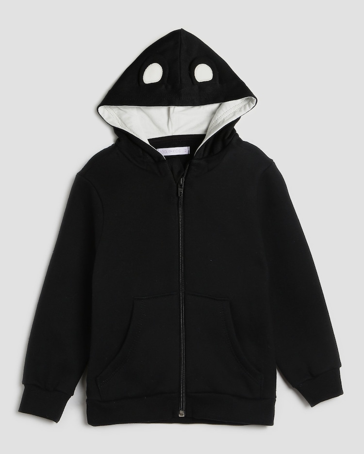 Riachuelo Blusa de moletom infantil orelha 1-4A preta Pool by