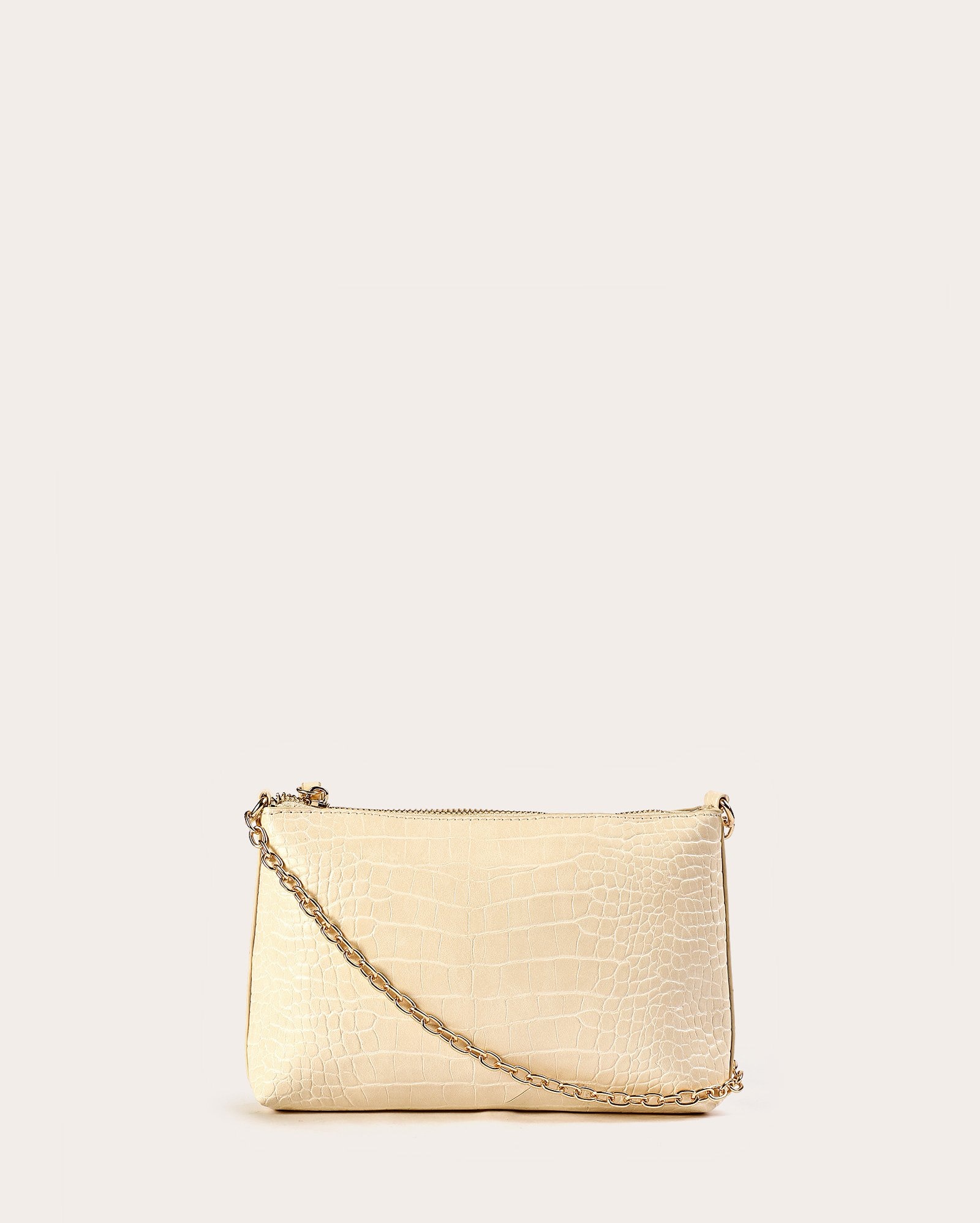 Bolsa feminina P baguete poliuretano com correntes - Off-white | Accessori by Riachuelo
