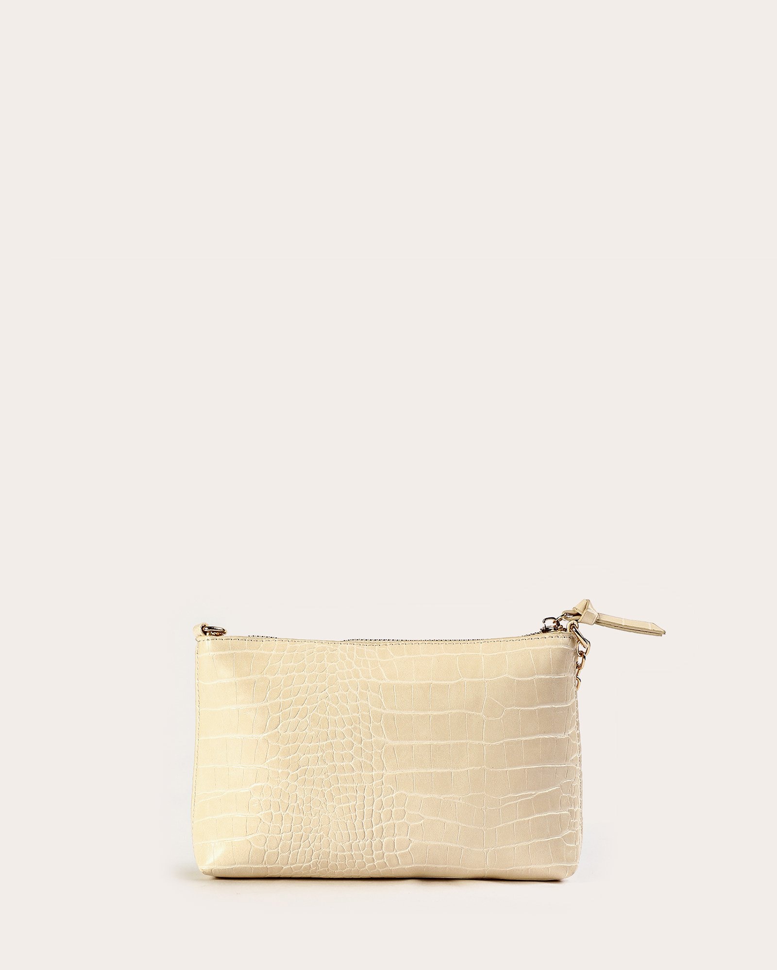 Bolsa feminina P baguete poliuretano com correntes - Off-white | Accessori by Riachuelo