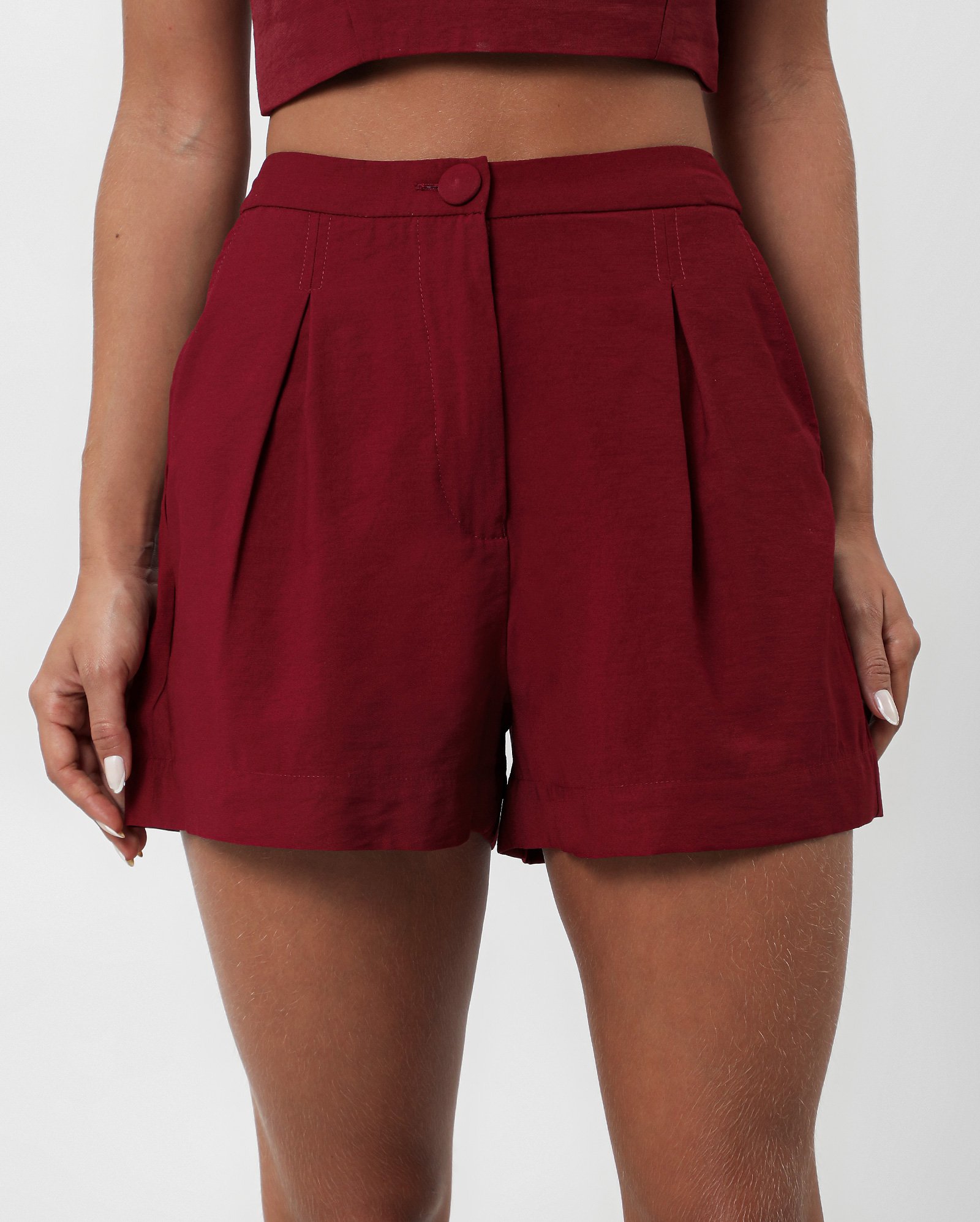 Riachuelo Short feminino curto liso vermelho Pool