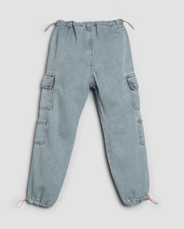 Riachuelo Calça jeans infantil parachute cargo 4-10A denim claro - Main Image