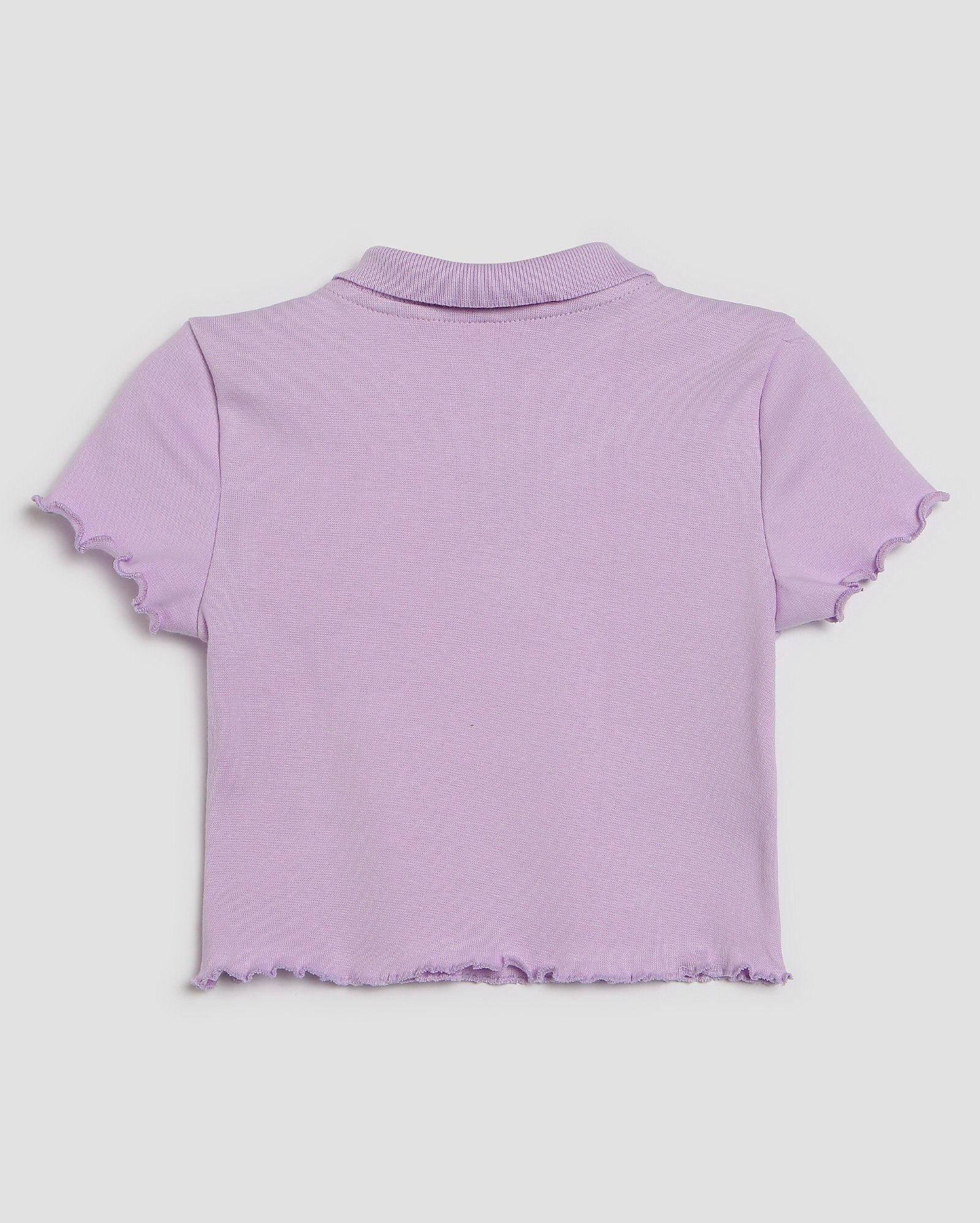 Camisa polo cropped infantil em ripple com zíper 4-10A - Lilás