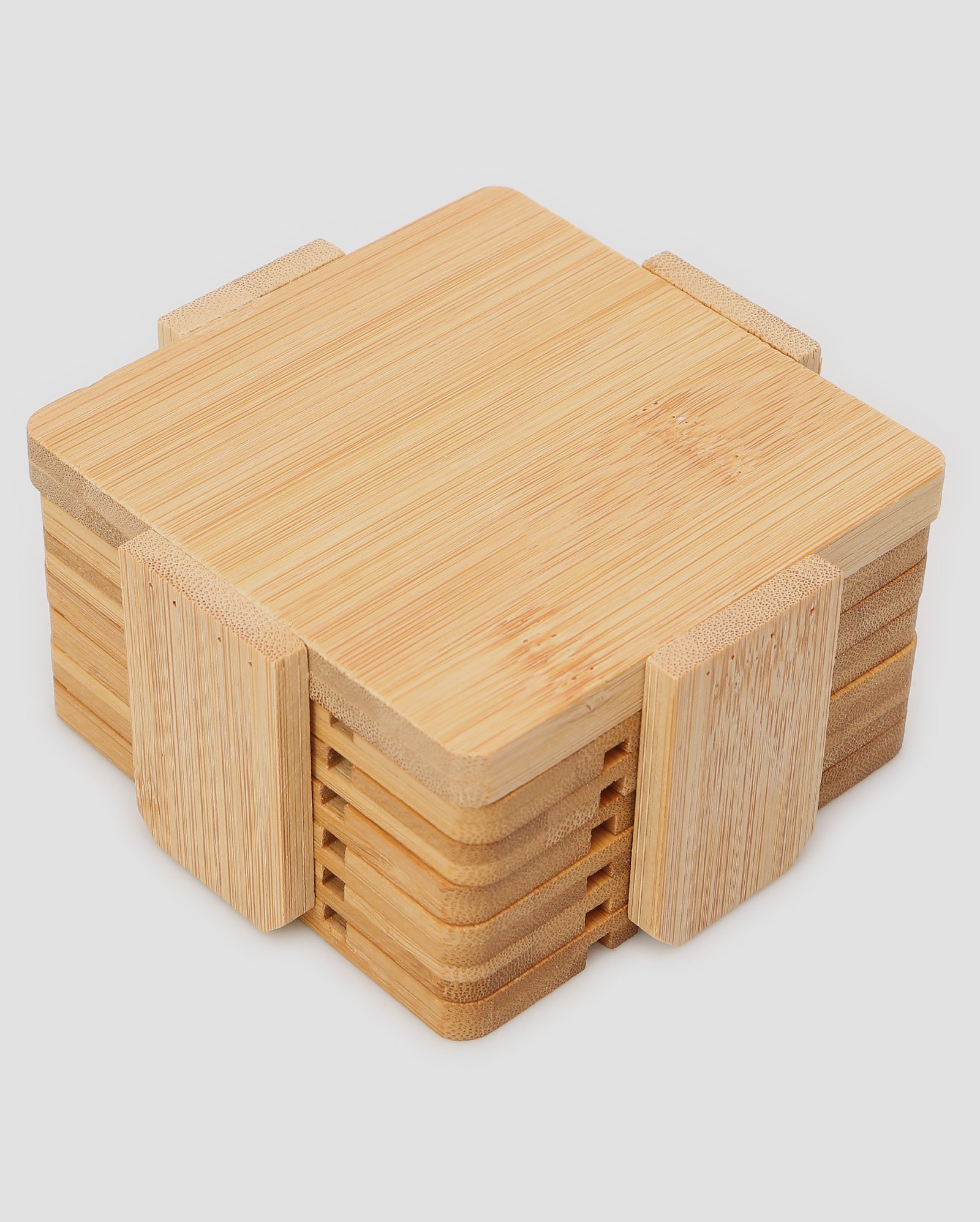 Jogo porta-copos de bambu vazado 6 peças 11cm bege | Casa Riachuelo