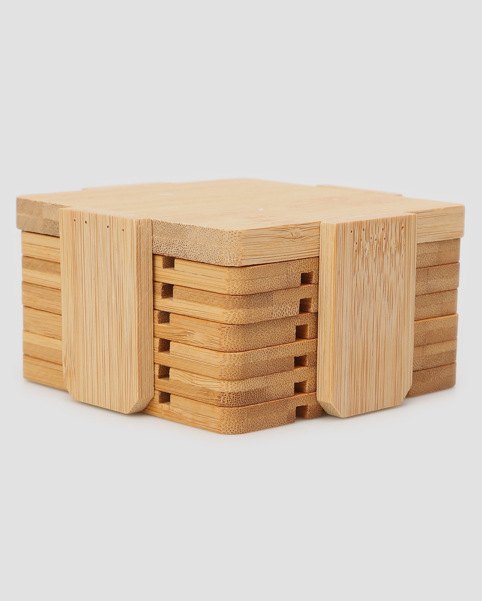 Jogo porta-copos de bambu vazado 6 peças 11cm bege | Casa Riachuelo