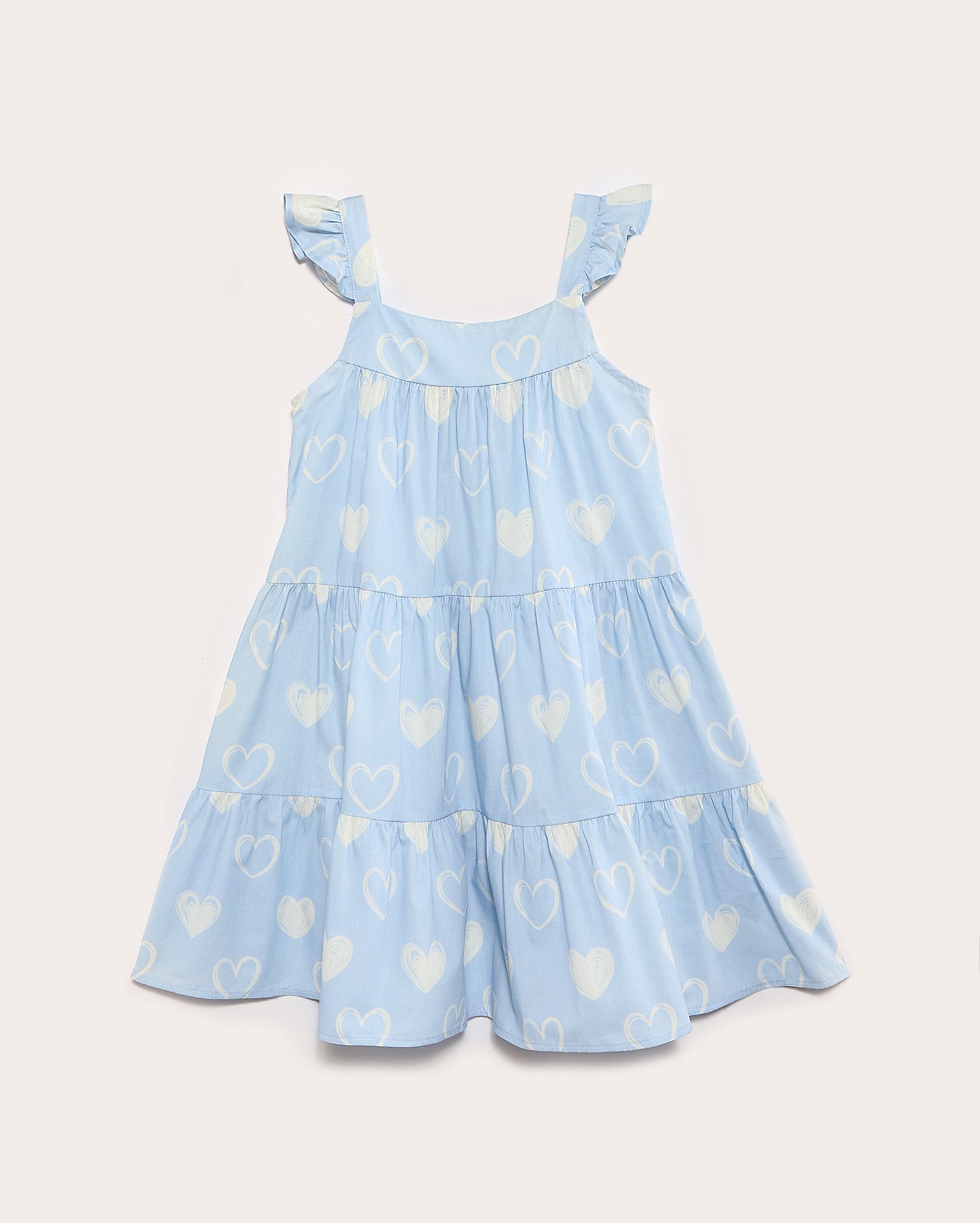 Vestido infantil 3 marias com babados corações 4-10A azul | Pool Kids