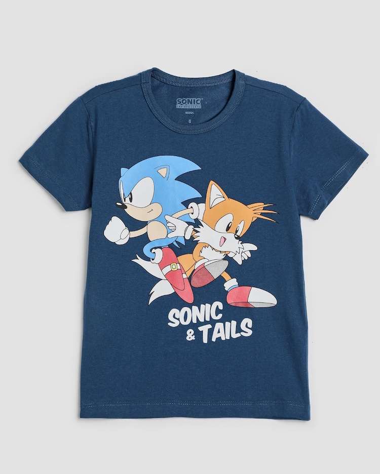 Riachuelo Camiseta infantil manga curta Sonic e Tails 4-10A azul