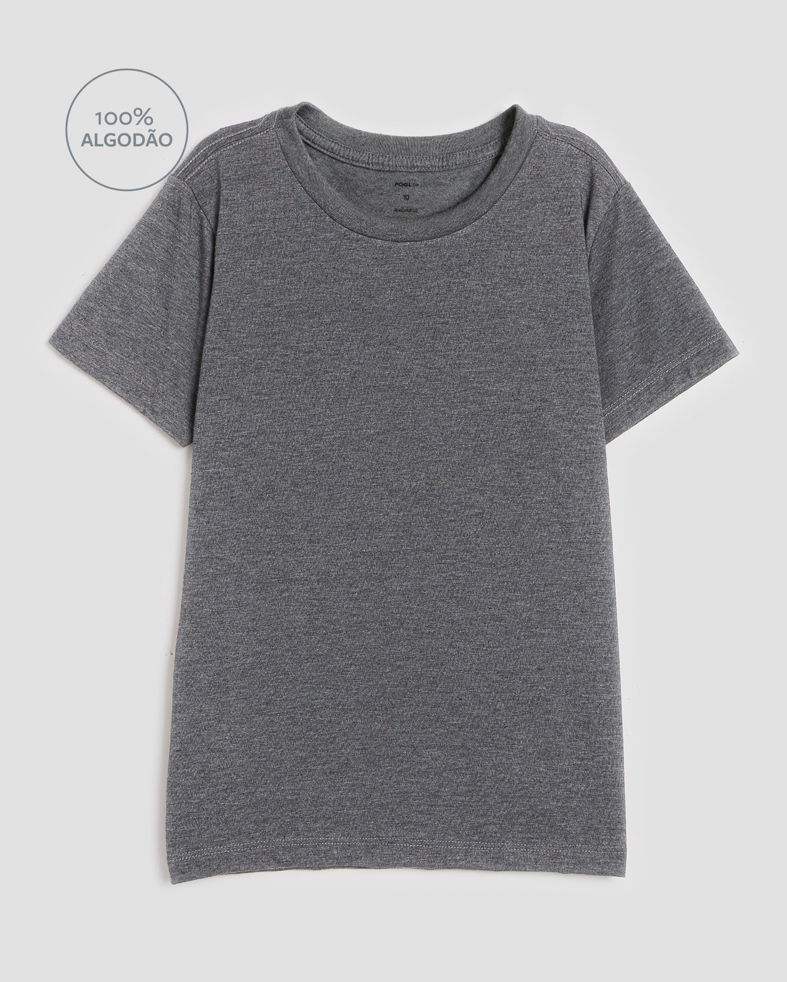 Camiseta infantil manga curta mescla cinza