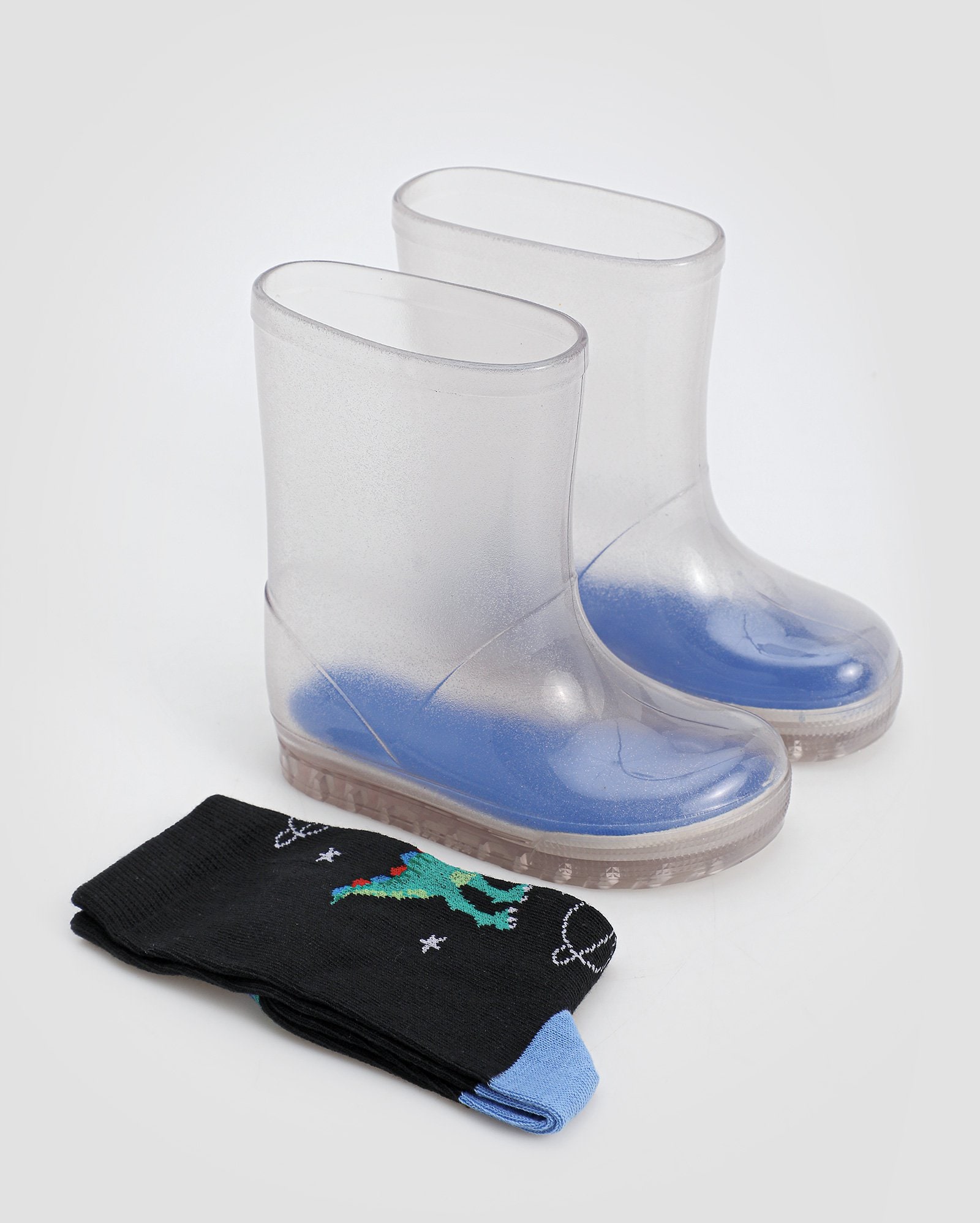 Bota galocha infantil meia dinossauro transparente | Riachuelo