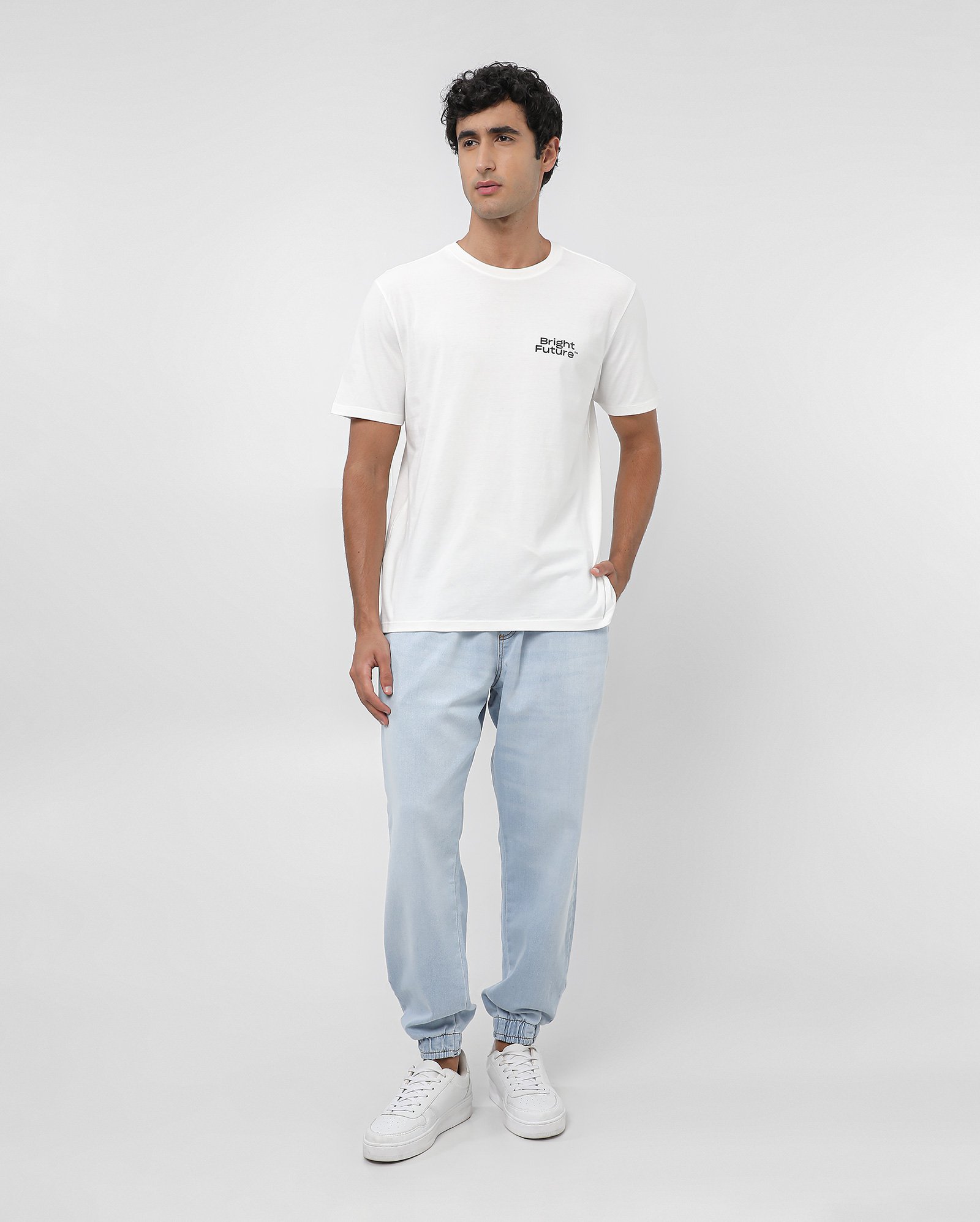 Calça jeans masculina Comfy jogger denim claro | Pool Jeans