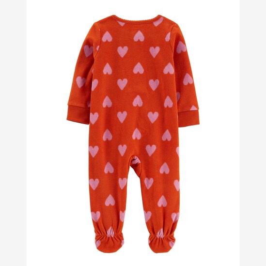 Macacão pijama bebê em fleece corações vermelho | Carter's