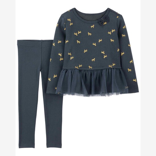 Conjunto longo infantil 2 peças tule cavalinho azul | Carter's