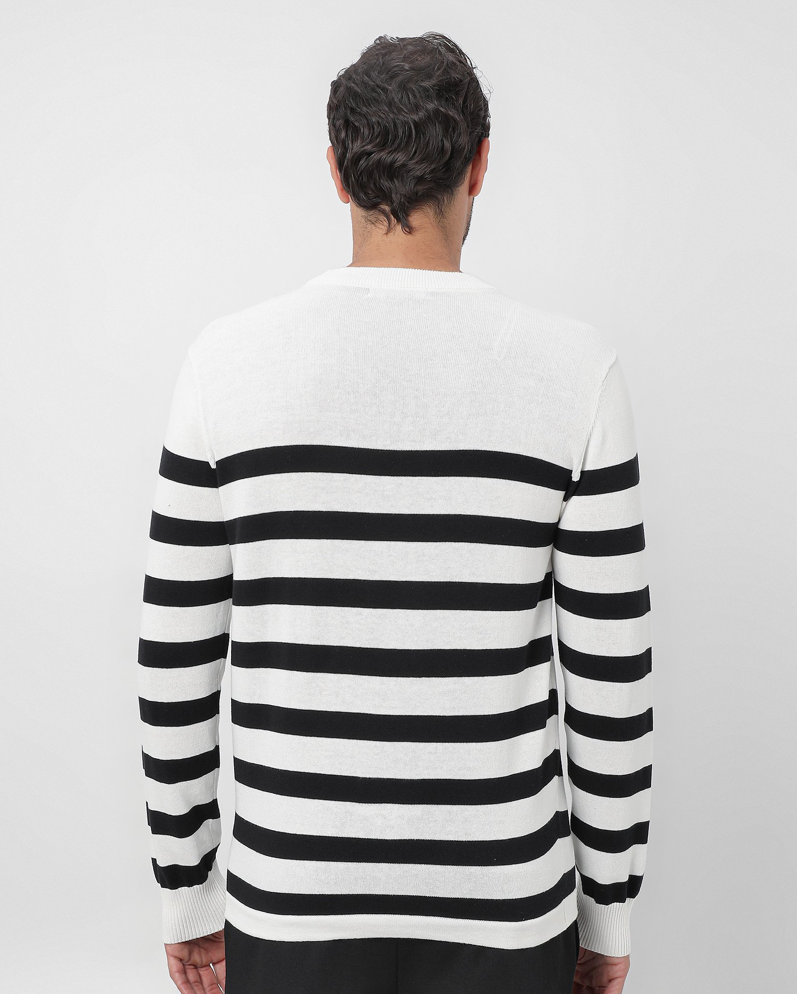 Suéter masculino regular de tricot listrado - Branco | Original by Riachuelo