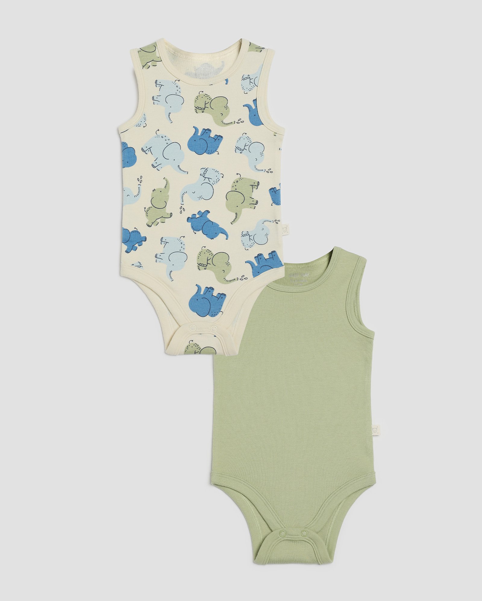 Kit body bebê 2 peças regata elefantes multicor | Baby Way