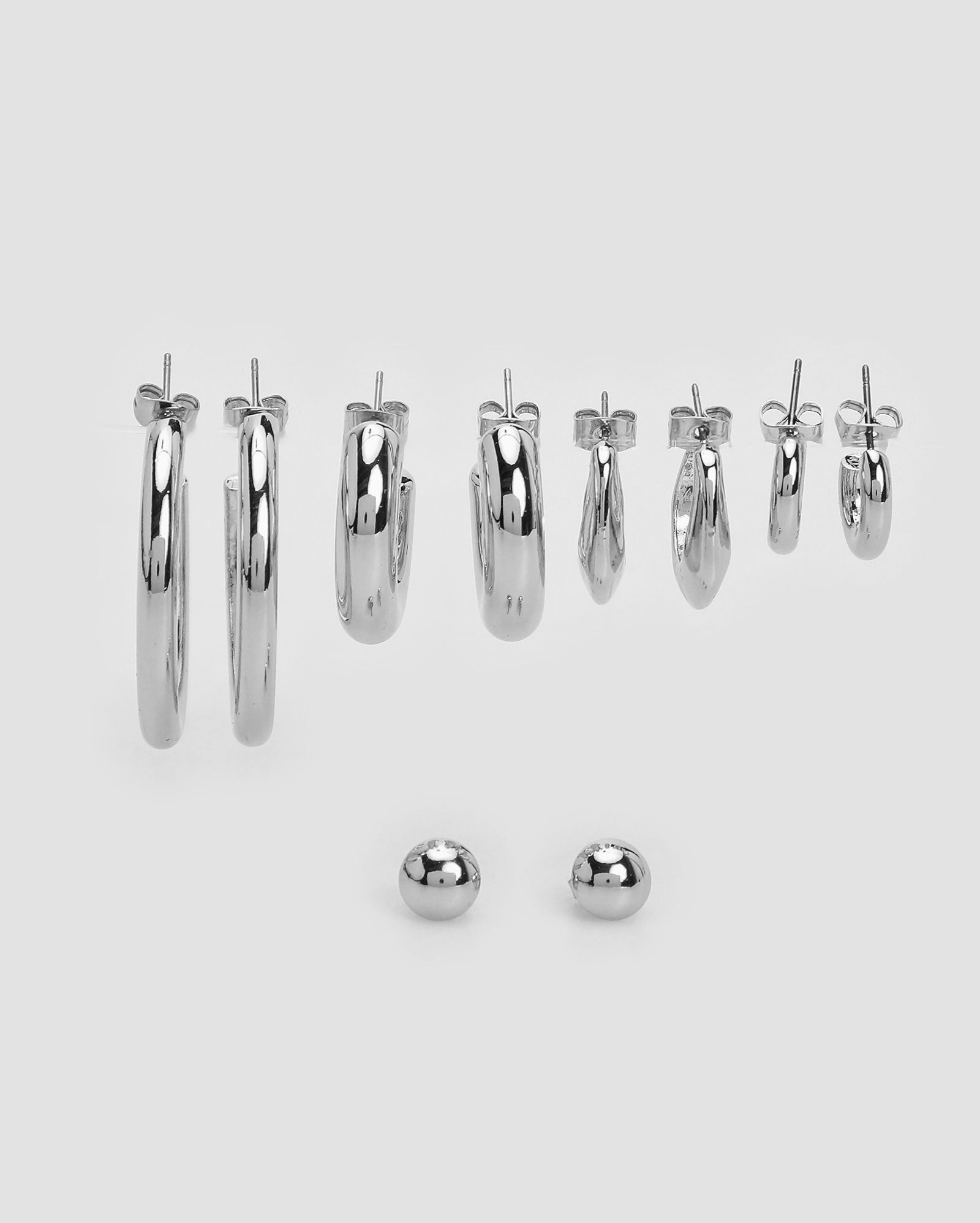Kit brinco feminino 5 pares argolas e esfera - Prateado | Accessori by Riachuelo
