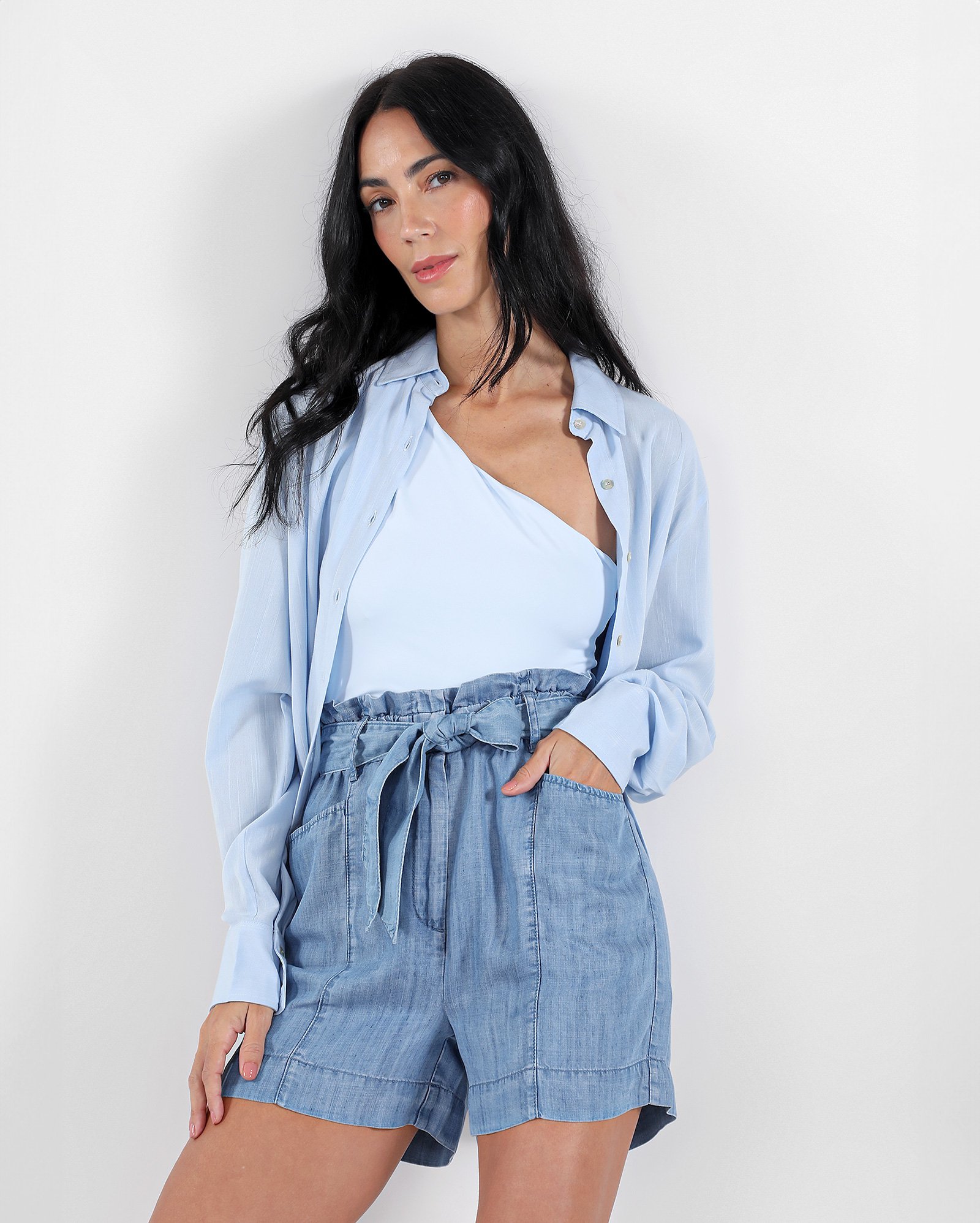 Short jeans feminino clochard cintura alta - Jeans Médio | Pool Jeans