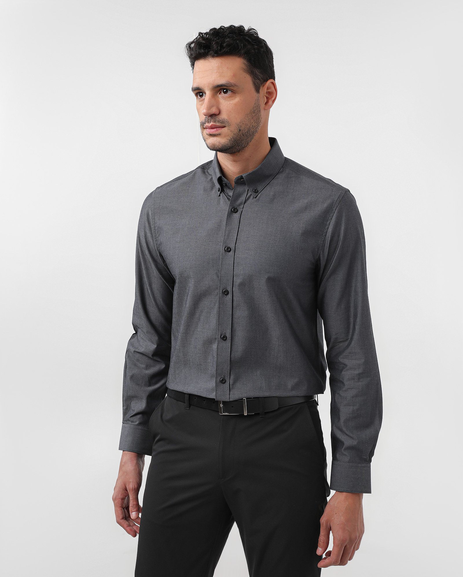 Camisa social masculina alfaiatada manga longa - Cinza Escuro | Original by Riachuelo