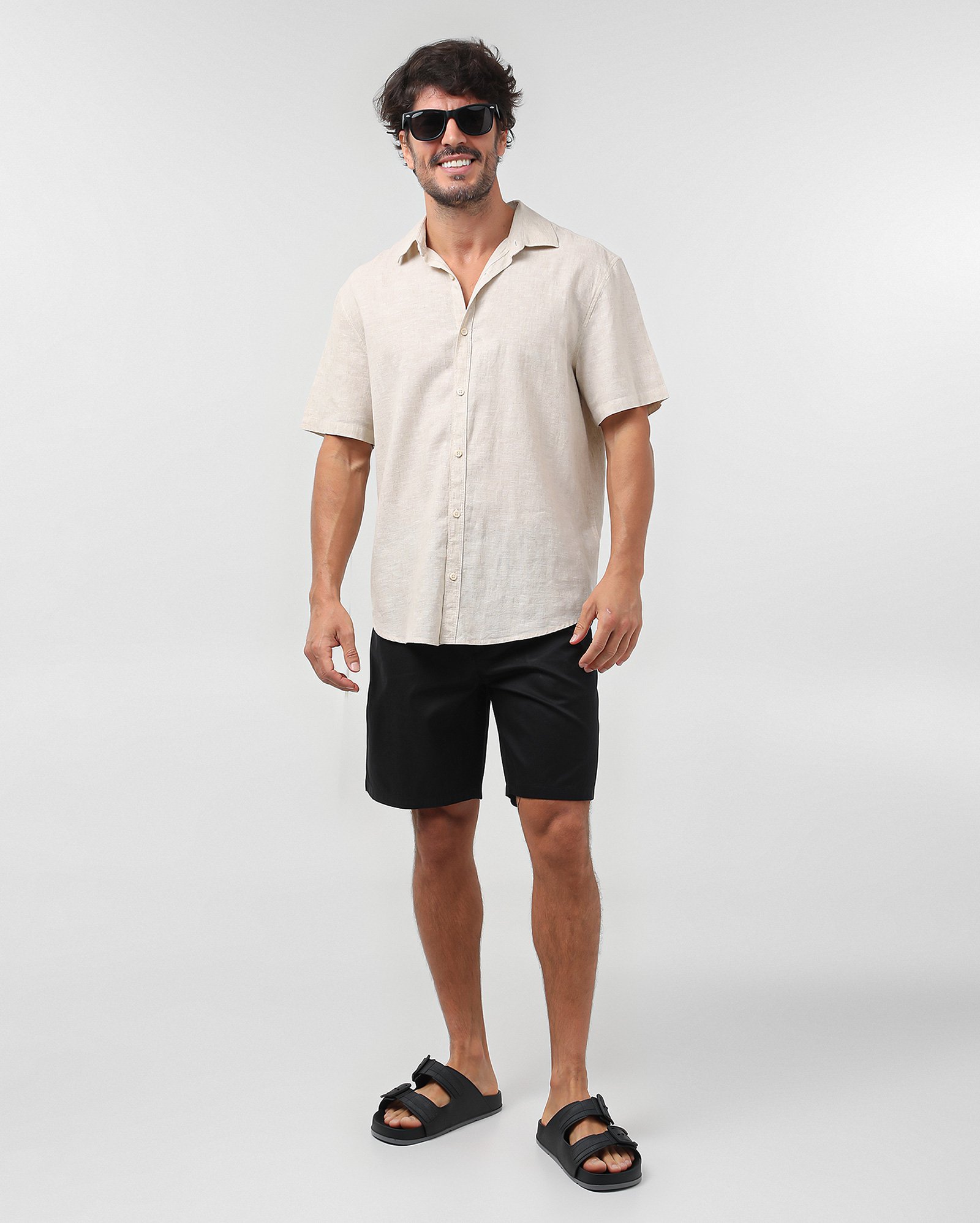 Bermuda sarja masculina relaxed - Preto | Pool Jeans