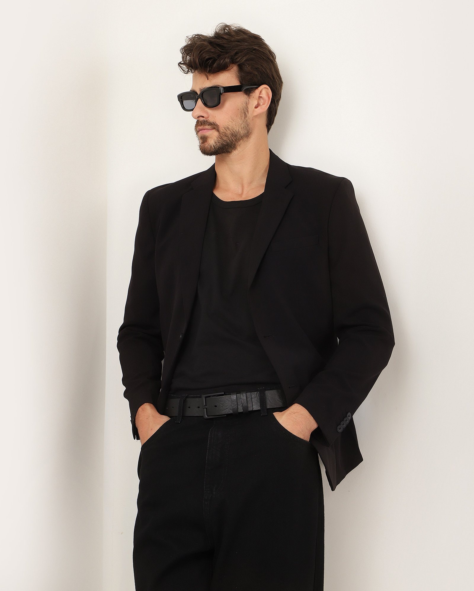 Blazer masculino slim alfaiatado preto