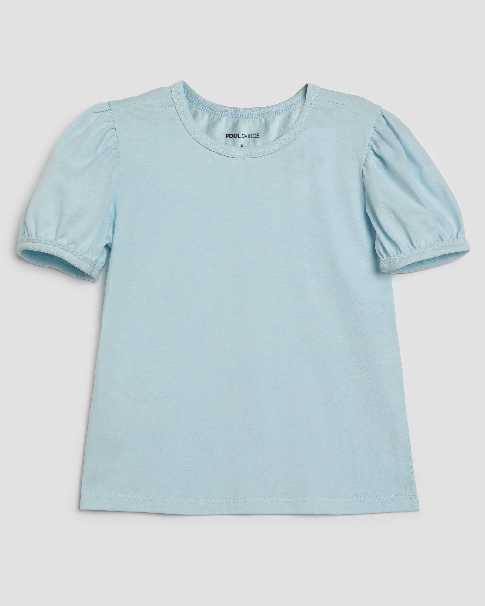 Camiseta infantil regular manga bufante 4-10A - Azul Claro