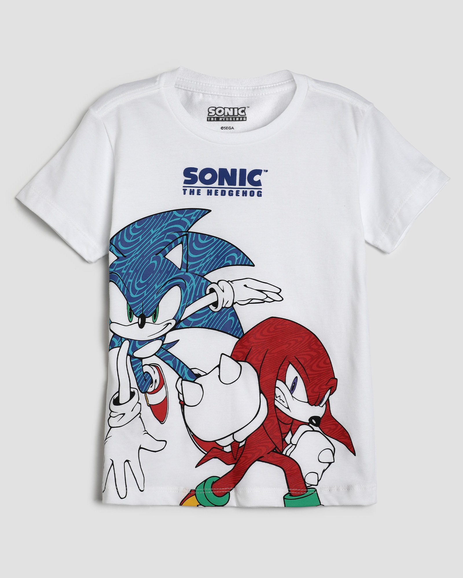 Camiseta infantil estampada Sonic e Knuckles 4-10A branca | SEGA