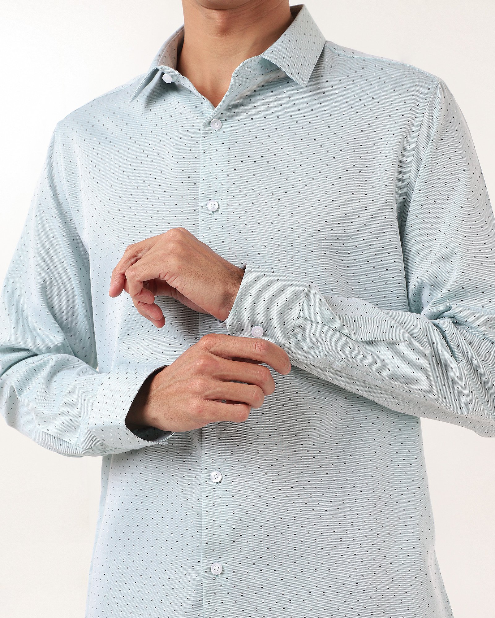 Camisa social masculina alfaiatada padronada verde — foto 3
