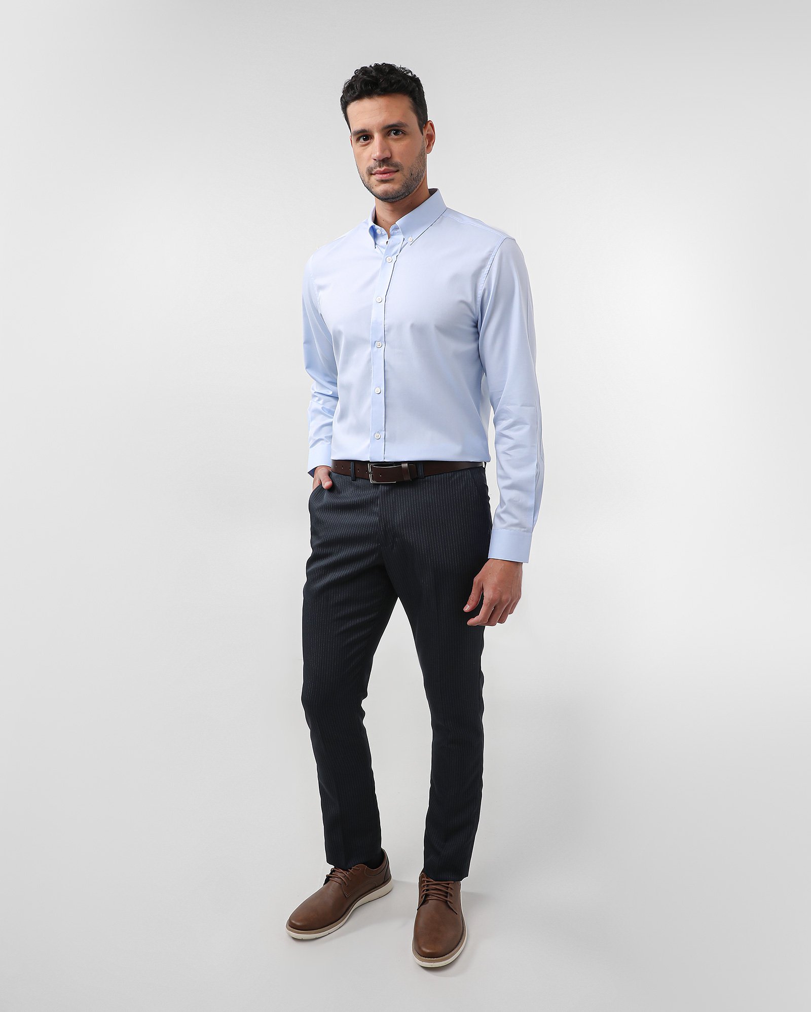 Camisa social masculina alfaiatada manga longa - Azul Claro | Original by Riachuelo