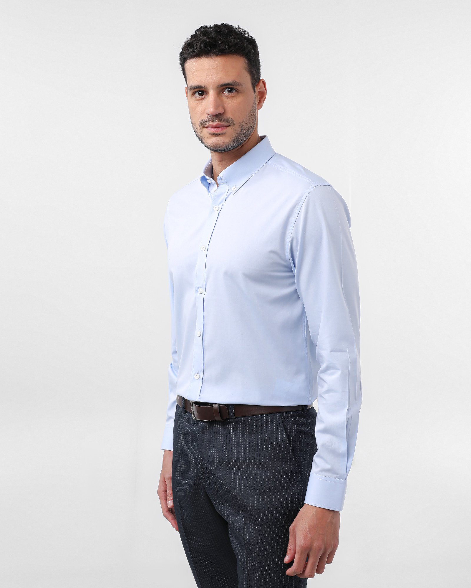 Camisa social masculina alfaiatada manga longa - Azul Claro | Original by Riachuelo