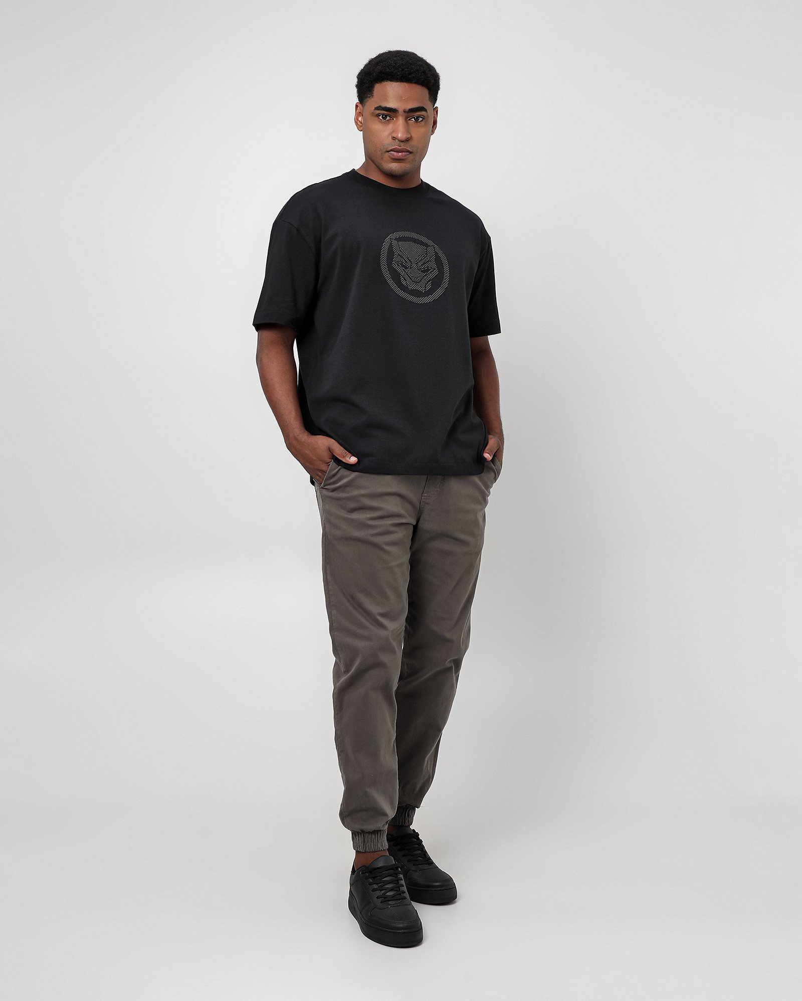 Calça sarja masculina jogger com amarração cinza | Pool Jeans