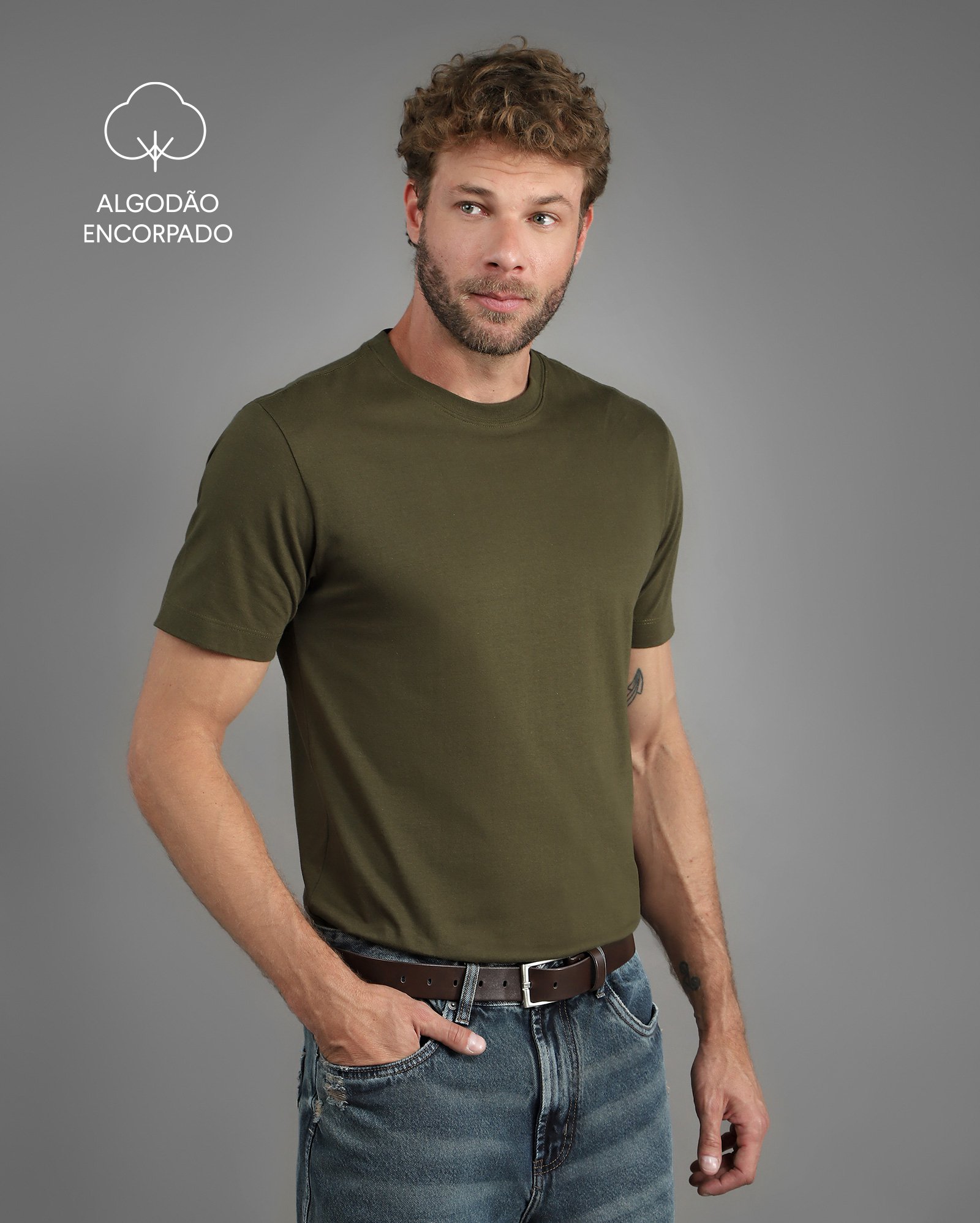 Camiseta masculina algodão Tech UltraCotton - Verde Musgo