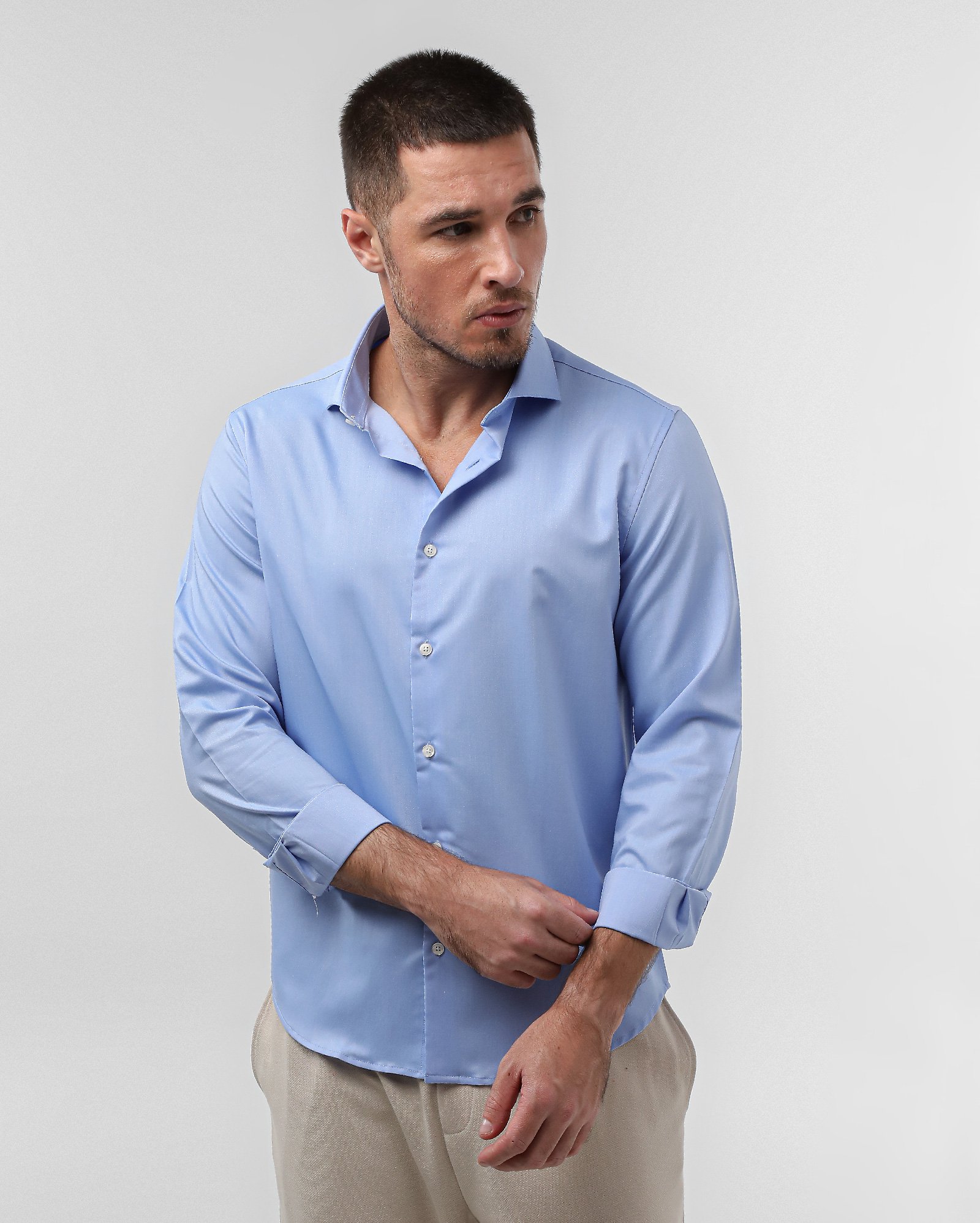 Camisa social masculina slim bambu - Azul Claro | Original by Riachuelo