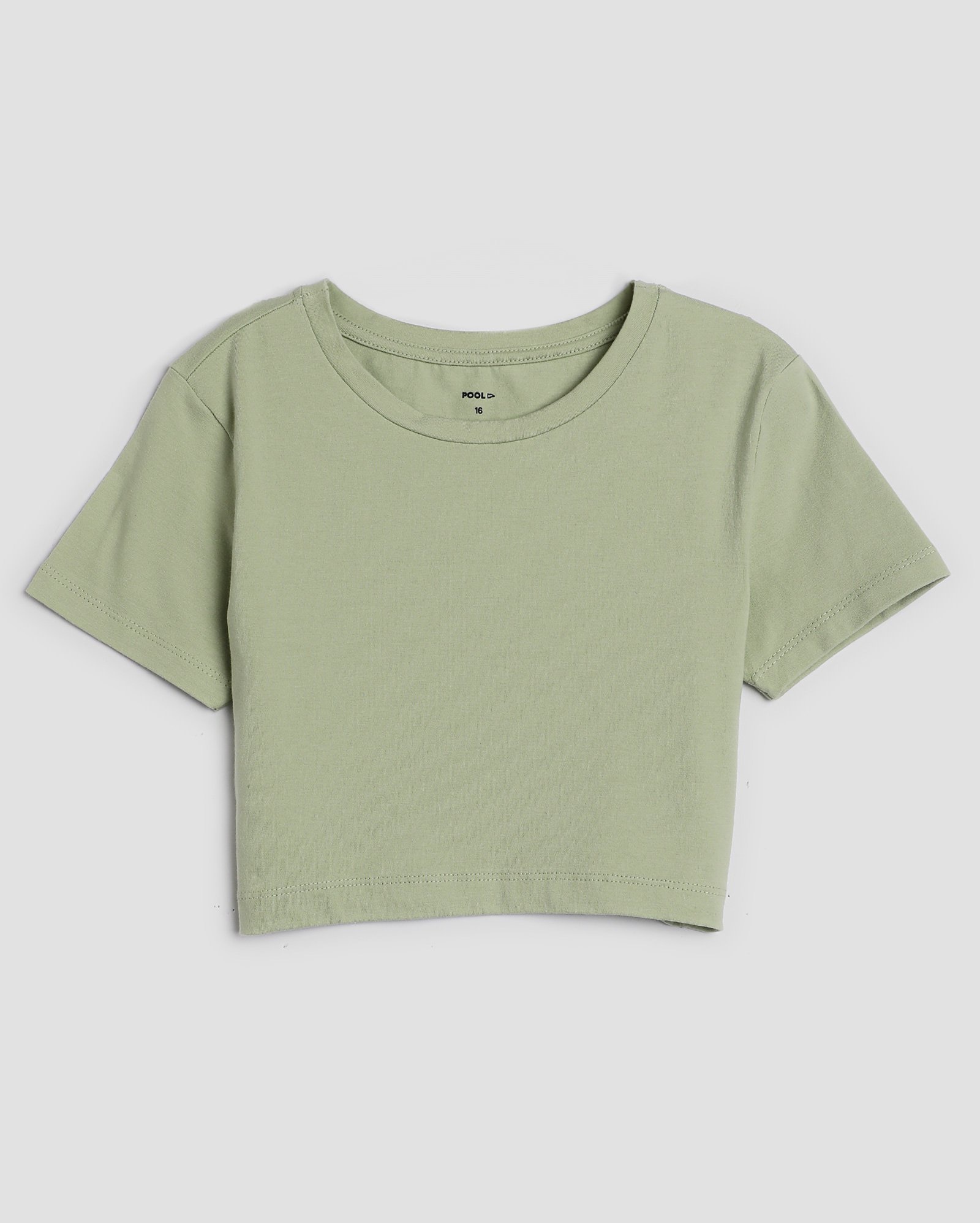 Camiseta cropped juvenil manga curta lisa - Verde Musgo | Pool