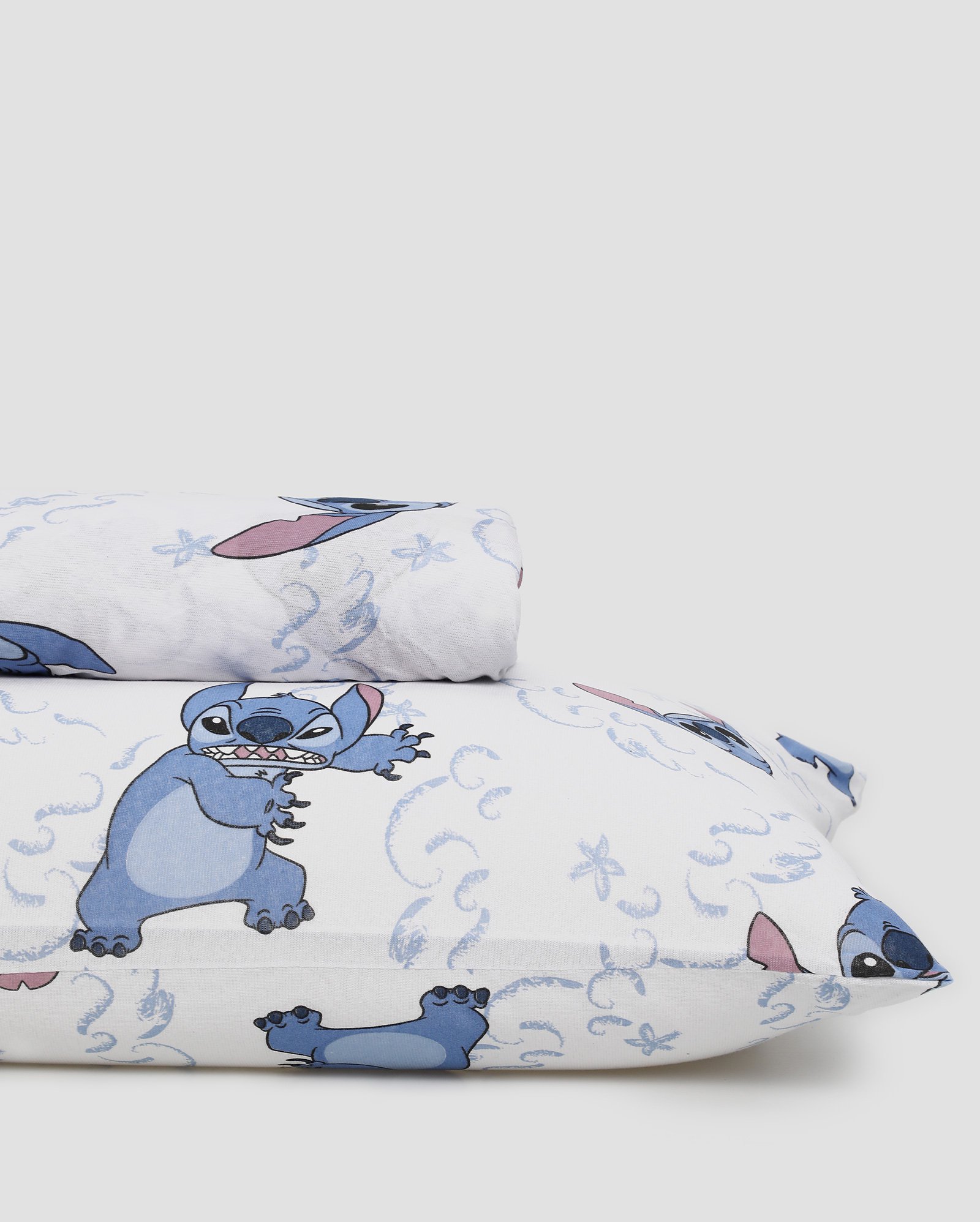 Jogo de cama solteiro 2 peças Stitch malha branco | Casa Riachuelo