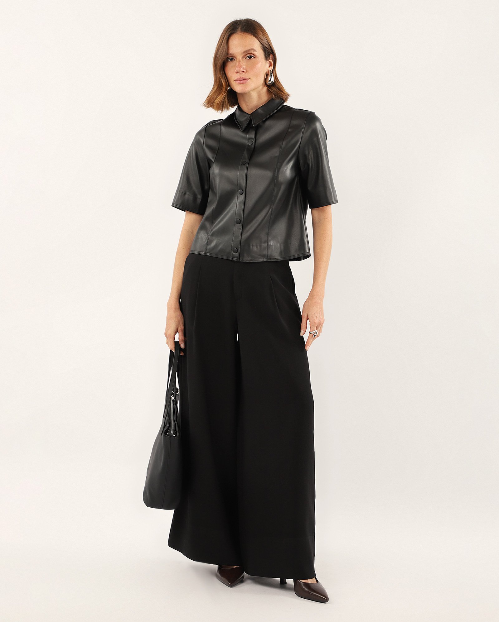 Calça feminina pantalona alfaiatada preta