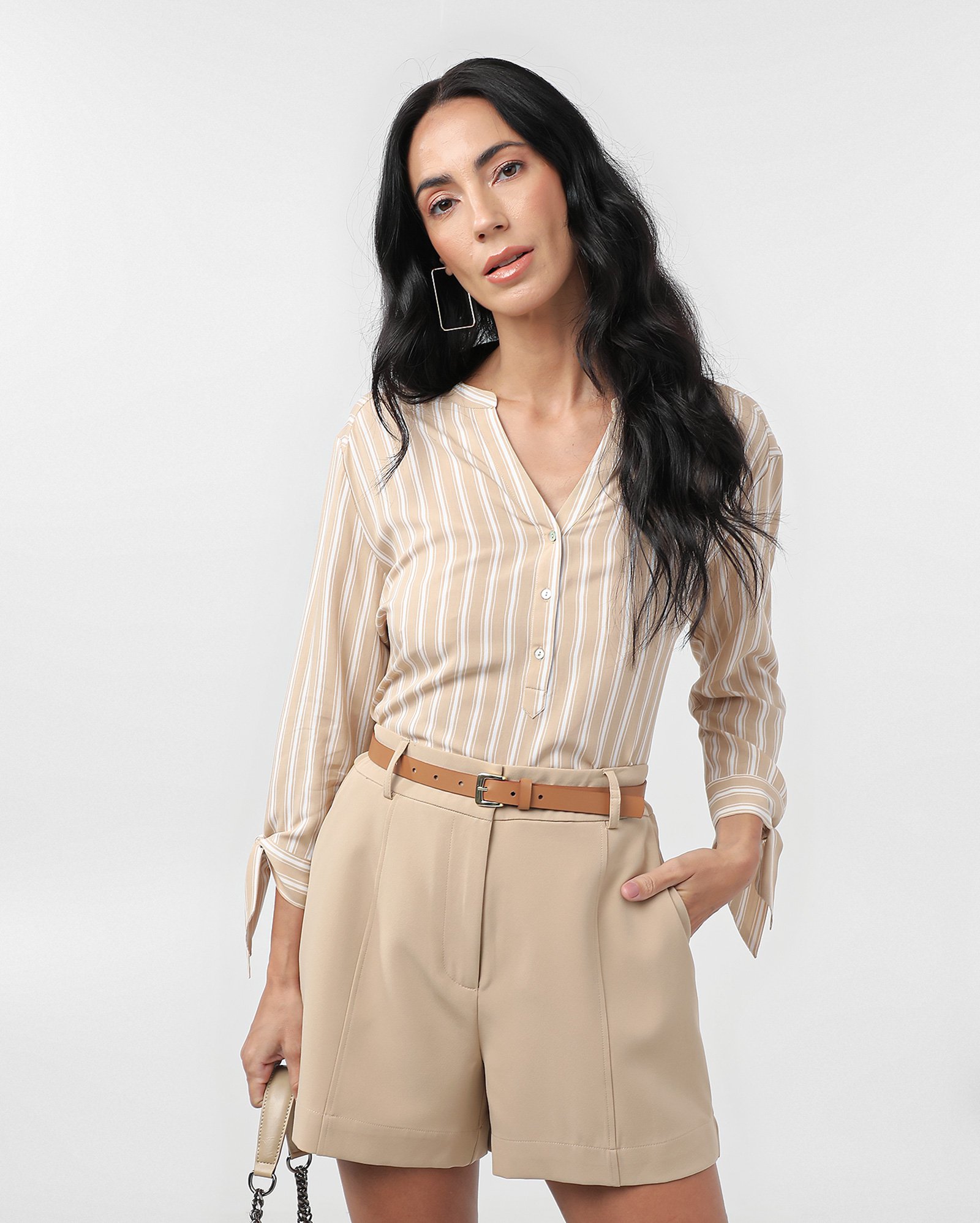 Camisa feminina de viscose estampada - Bege | AK by Riachuelo