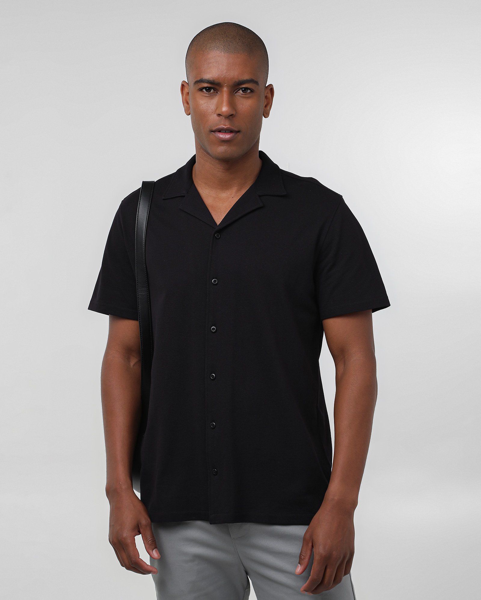 Camisa masculina regular piquet manga curta - Preto | Original by Riachuelo